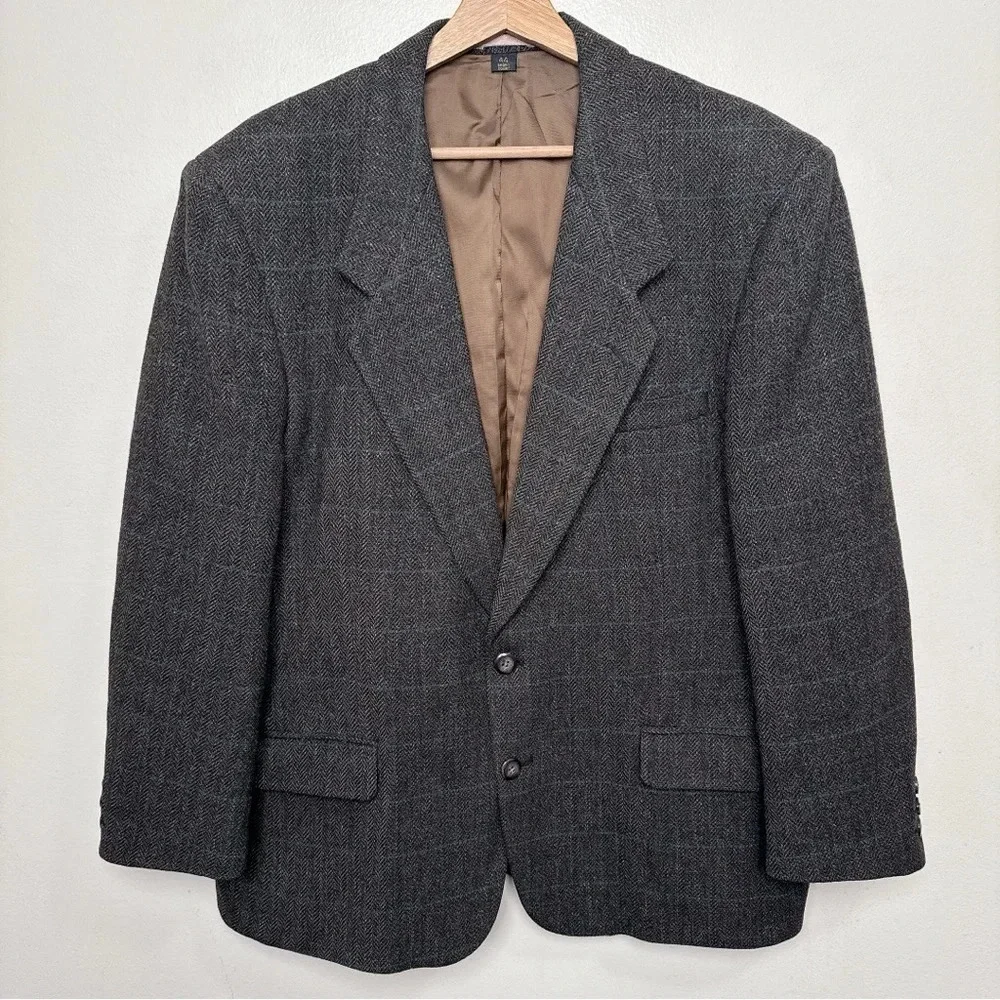 Moores Agostini Vintage Mens 44S Virgin Wool Herringbone Blazer Sport Coat